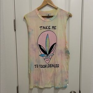 UNIF Pastel Tie-Dye Tank Top “Take Me to Your Dealer” UFO